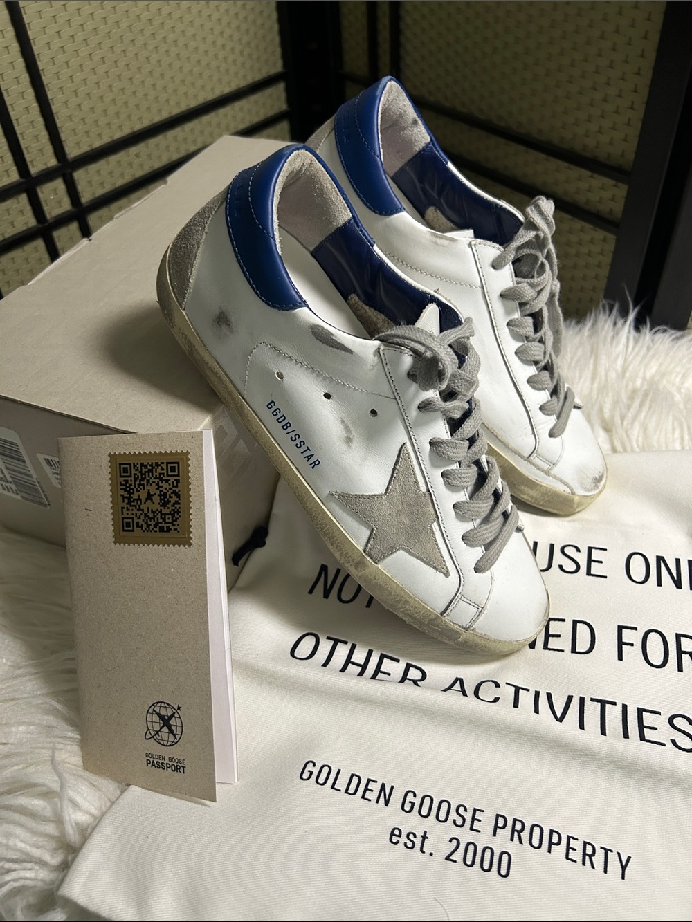Golden Goose White Canvas Sneakers with Black Star Detail